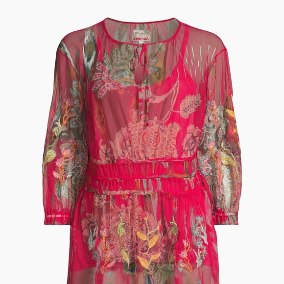 Johnny Was Feather Lark Floral Tieneck Blouse L NWT - Picture 2 of 11